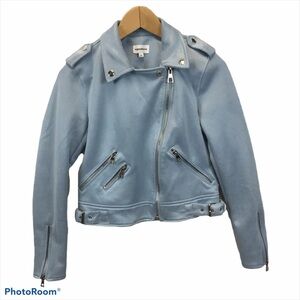 Superdown Revolve Macey Blue Faux Suede Moto Jacket